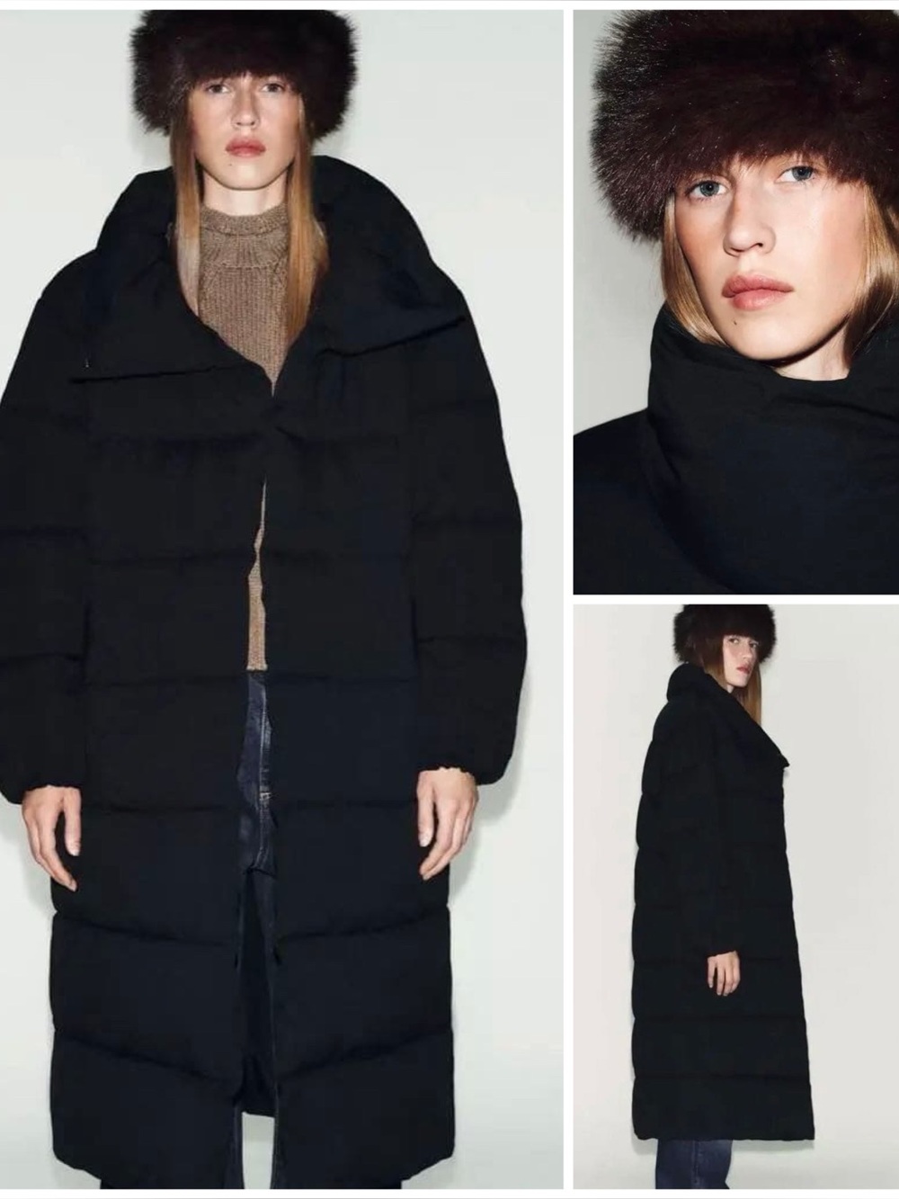 ZARA ~ ❄️☃️🌨️Water repellent & windproof wrap neck long puffer